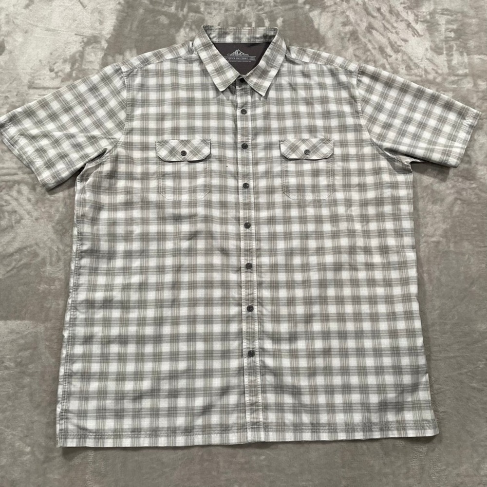 Croft & Barrow Shirt Mens 3XLT Gray Quick Dry Short Sleeve Button Up Outdoor